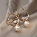 Gold Hoop Pearl Drop Earrings | Elegant Pearl Dangle Earrings | Minimalist Bridal Jewelry | Gift for Her
